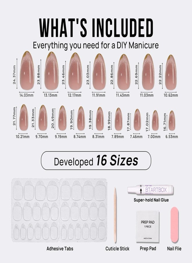BTArtbox Press On Nails Almond - Knightshield, Cat Eye Press On Nails Medium Fake Nails with 3D Sculpting Metallic Design, Supremely Fit & Glossy Glue On Nails in 16 Sizes, 32 Stick On Nail Kit - Image 5